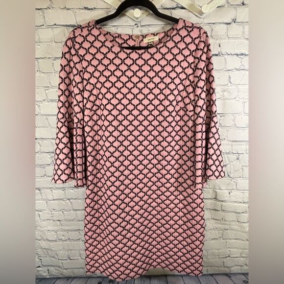 Tyler Boe Pink Black Geometric Jacquard Workwear Party Wedding Midi Dress Size M - Picture 1 of 8